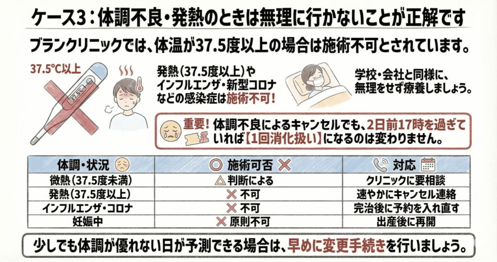 体調不良のケースのイラスト