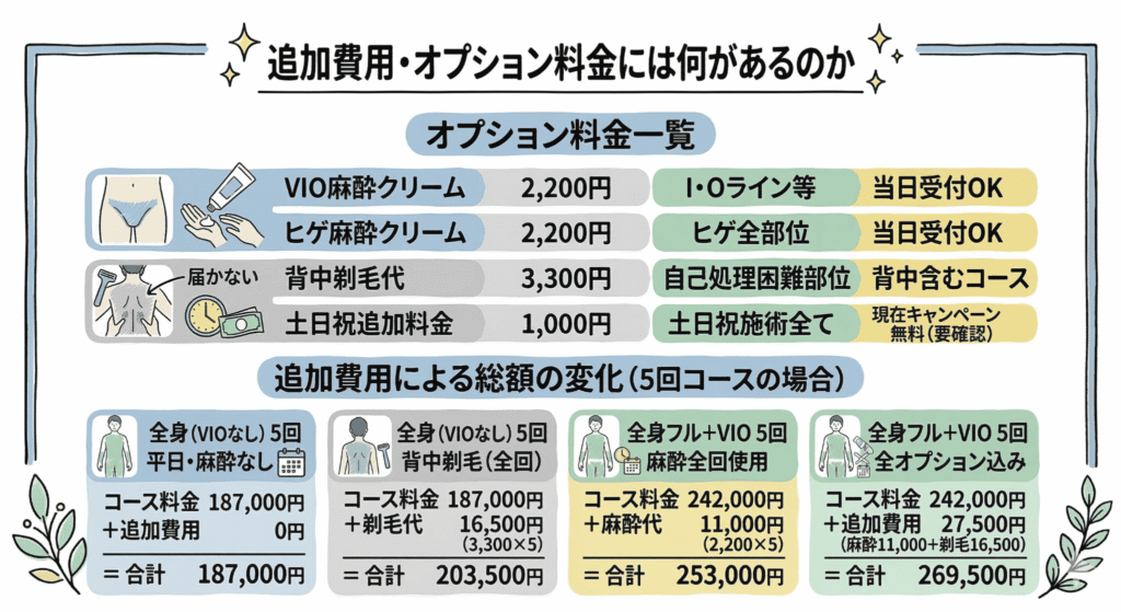 追加費用・オプション料金には何があるのかのイラスト