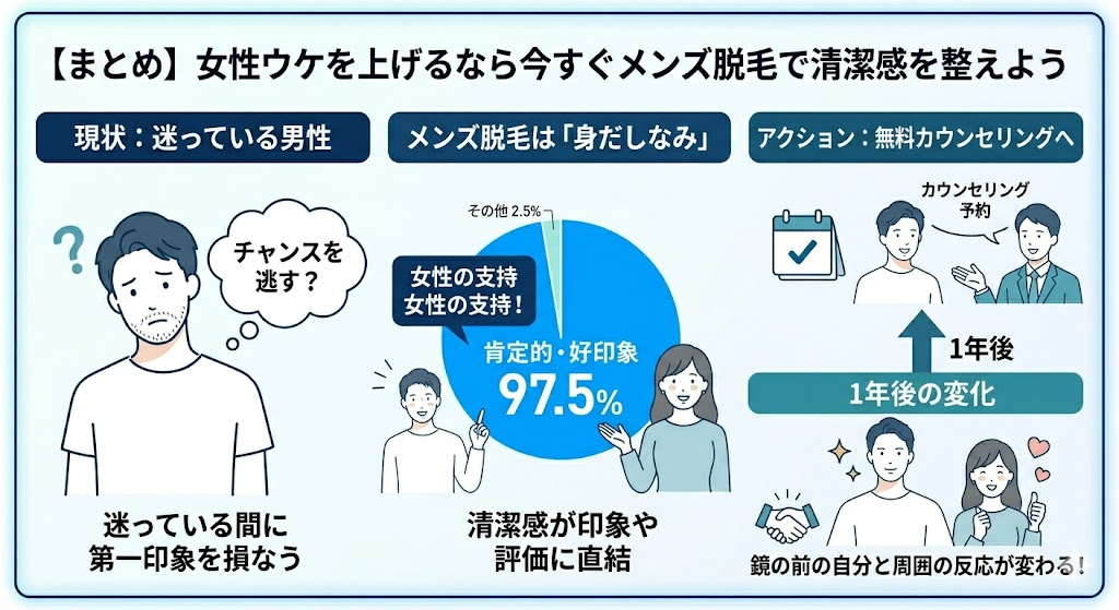 女性ウケを上げるなら今すぐメンズ脱毛で清潔感を整えよう