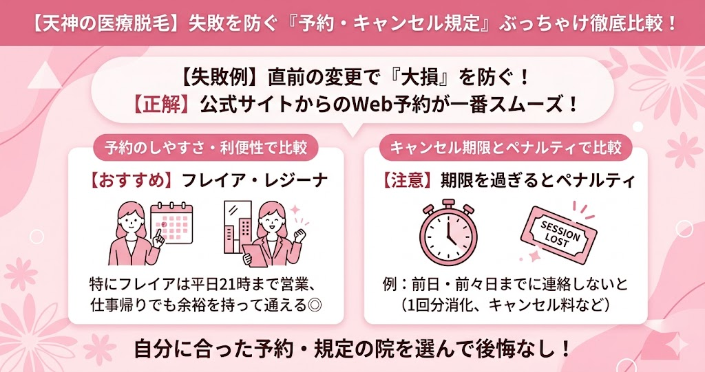 【福岡天神の医療脱毛ぶっちゃけ比較】予約方法と予約の取りやすさはどう?